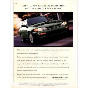 1996 Toyota Camry Sedan Vintage Print Ad Time Lapse Downtown Cityscape Wall Art